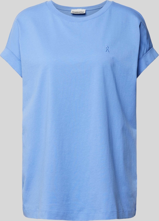 Niebieska bluzka ARMEDANGELS z krótkim rękawem z bawełny w stylu casual