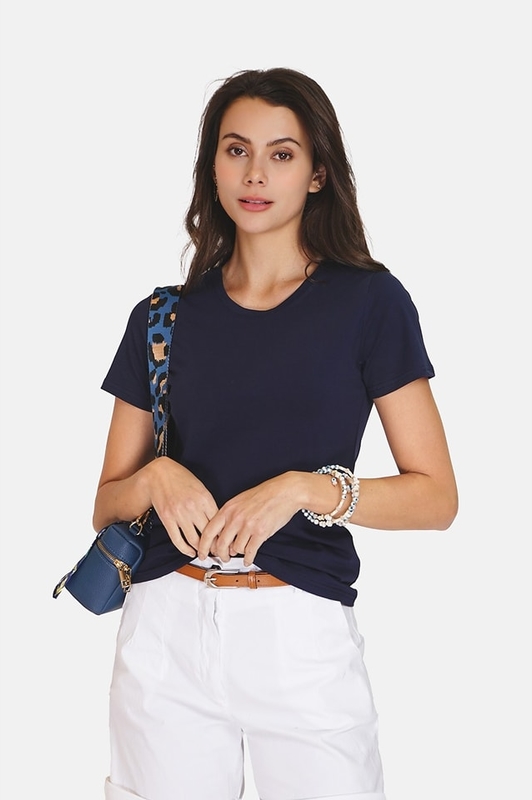 Niebieska bluzka ASSUILI w stylu casual z krótkim rękawem