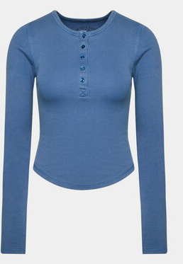 Niebieska bluzka Bdg Urban Outfitters w stylu casual z okrągłym dekoltem