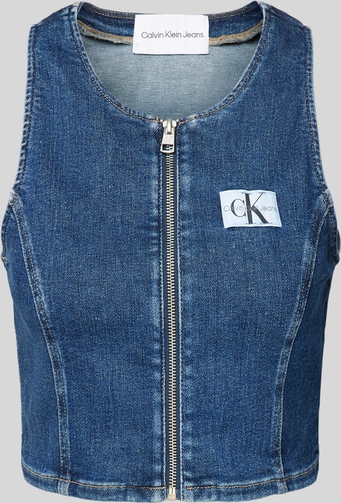 Niebieska bluzka Calvin Klein z długim rękawem z bawełny w stylu casual