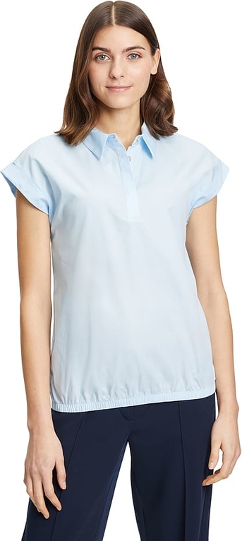Niebieska bluzka Cartoon z krótkim rękawem z okrągłym dekoltem w stylu casual