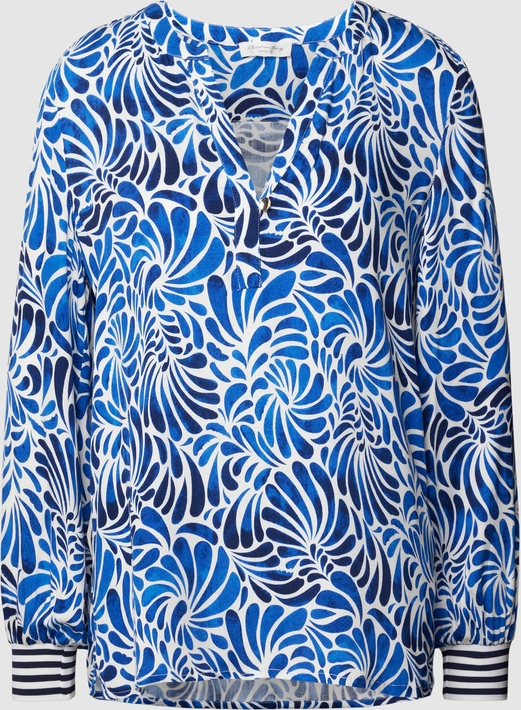 Niebieska bluzka Christian Berg Woman z dekoltem w kształcie litery v w stylu casual