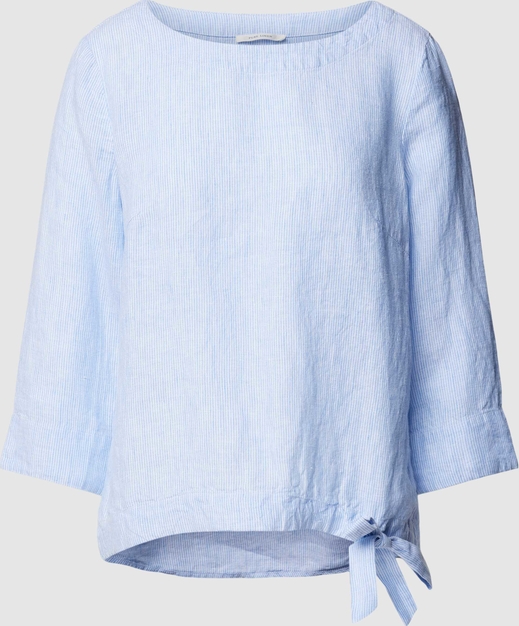 Niebieska bluzka Christian Berg Woman z okrągłym dekoltem z lnu