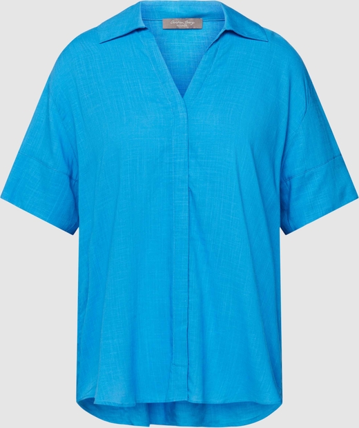 Niebieska bluzka Christian Berg z krótkim rękawem z dekoltem w kształcie litery v