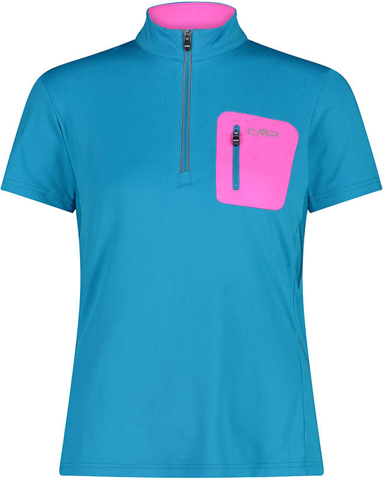 Niebieska bluzka CMP z krótkim rękawem w sportowym stylu z golfem