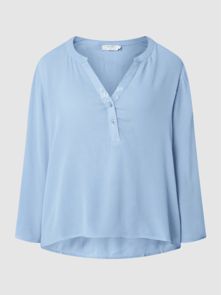 Niebieska bluzka Cream z długim rękawem z dekoltem w kształcie litery v