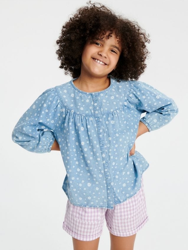 Niebieska bluzka dziecięca Sinsay dla dziewczynek z bawełny