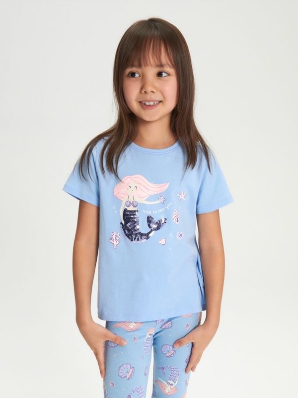 Niebieska bluzka dziecięca Sinsay z bawełny dla dziewczynek