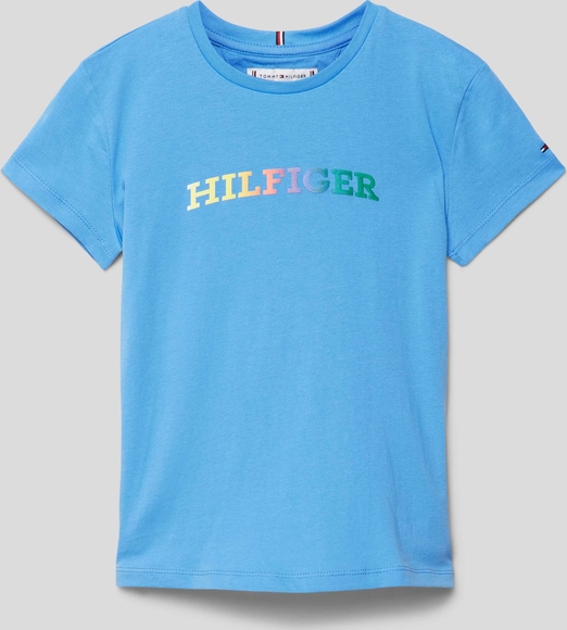 Niebieska bluzka dziecięca Tommy Hilfiger dla dziewczynek z bawełny
