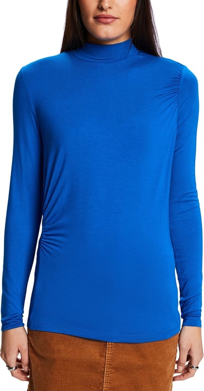 Niebieska bluzka Esprit z golfem w stylu casual