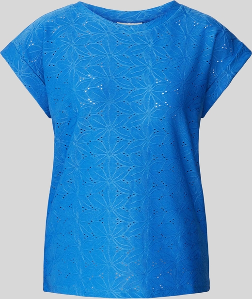 Niebieska bluzka Free/quent z okrągłym dekoltem z krótkim rękawem w stylu casual