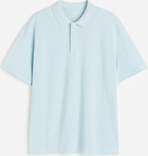 Niebieska bluzka H & M w stylu casual z kołnierzykiem
