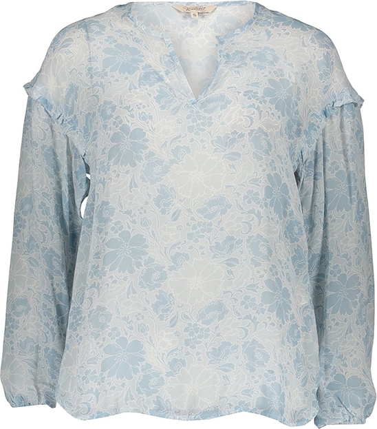 Niebieska bluzka Herrlicher z długim rękawem z dekoltem w kształcie litery v