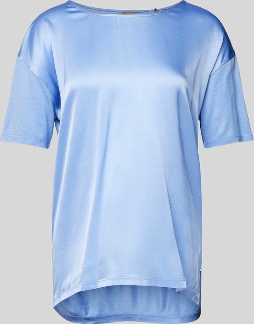 Niebieska bluzka Hugo Boss w stylu casual z krótkim rękawem z okrągłym dekoltem