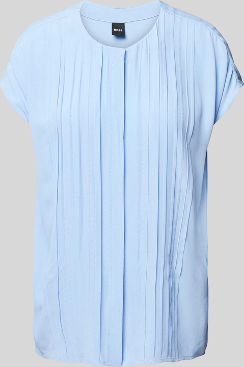 Niebieska bluzka Hugo Boss w stylu casual z okrągłym dekoltem z krótkim rękawem