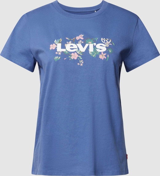 Niebieska bluzka Levis w młodzieżowym stylu z krótkim rękawem z bawełny