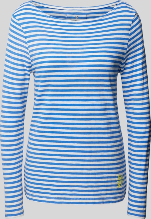 Niebieska bluzka Lieblingsstück w stylu casual z bawełny z okrągłym dekoltem