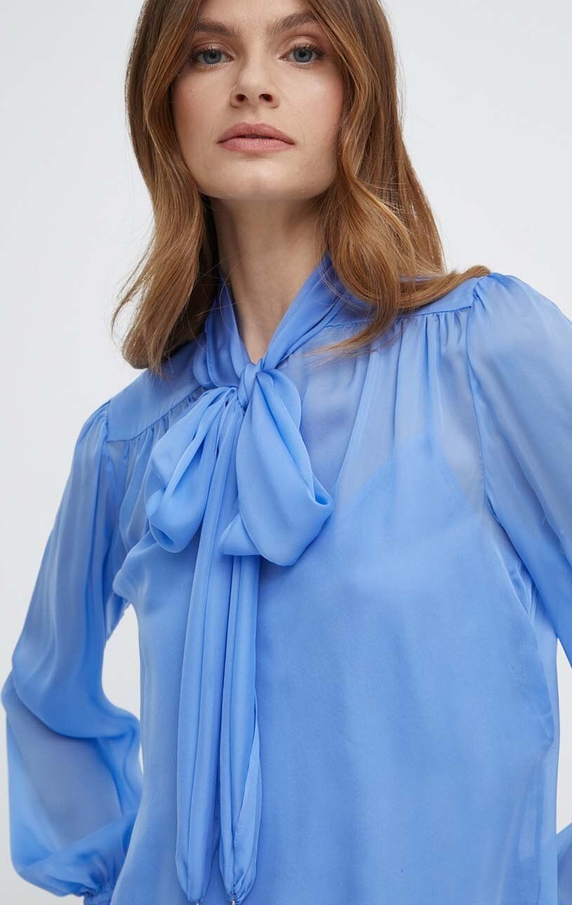 Niebieska bluzka Luisa Spagnoli z dekoltem w kształcie litery v