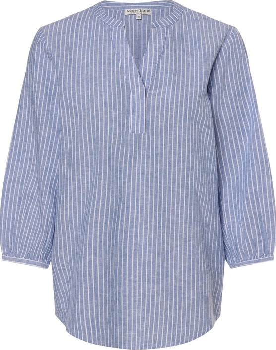 Niebieska bluzka Marie Lund w stylu casual z dekoltem w kształcie litery v z bawełny