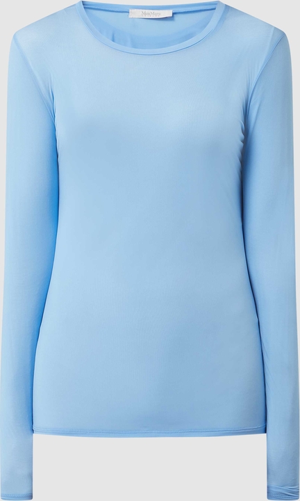Niebieska bluzka MaxMara Leisure w stylu casual z okrągłym dekoltem z długim rękawem