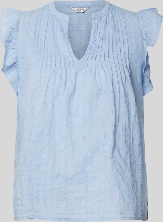 Niebieska bluzka mbyM z bawełny w stylu casual z krótkim rękawem