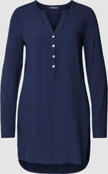 Niebieska bluzka Montego z długim rękawem z dekoltem w kształcie litery v w stylu casual