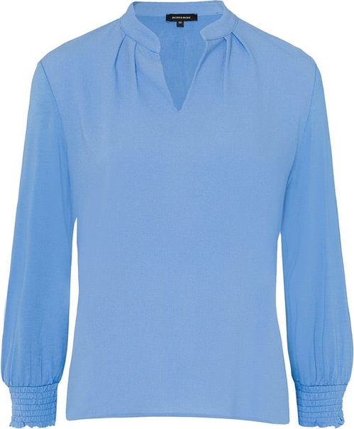 Niebieska bluzka More & More w stylu casual z dekoltem w kształcie litery v
