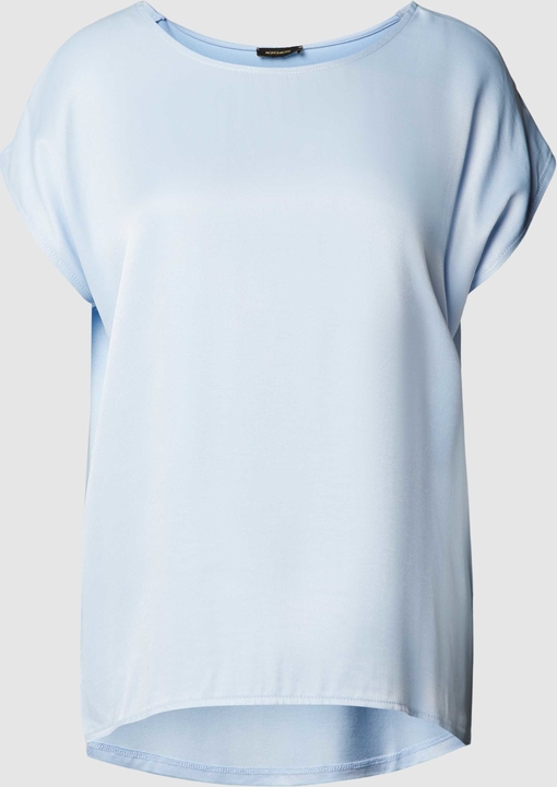 Niebieska bluzka More & More w stylu casual z krótkim rękawem z okrągłym dekoltem