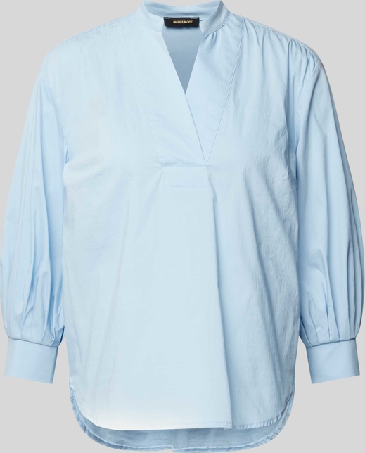 Niebieska bluzka More & More z bawełny w stylu casual