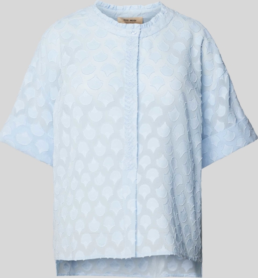 Niebieska bluzka Mos Mosh z bawełny z okrągłym dekoltem