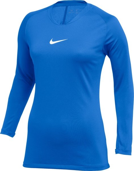 Niebieska bluzka Nike z długim rękawem z okrągłym dekoltem w sportowym stylu