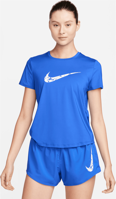 Niebieska bluzka Nike z krótkim rękawem w sportowym stylu z okrągłym dekoltem