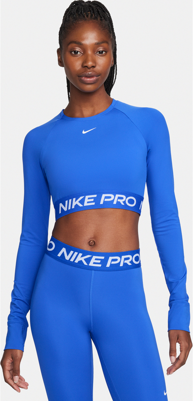 Niebieska bluzka Nike z okrągłym dekoltem z długim rękawem