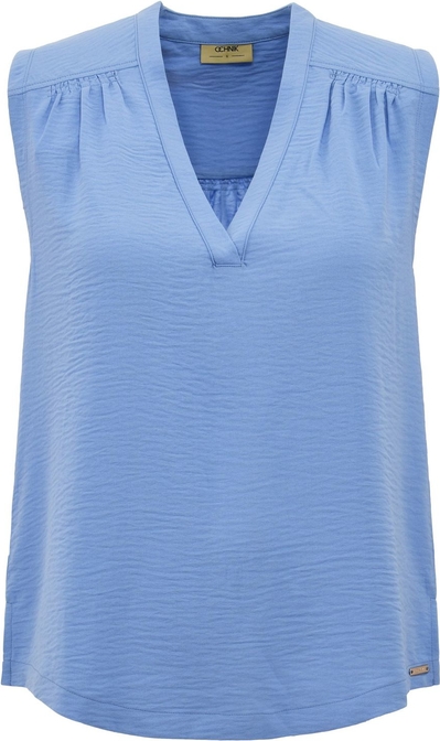 Niebieska bluzka Ochnik z dekoltem w kształcie litery v bez rękawów w stylu casual