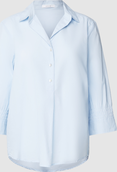 Niebieska bluzka Opus z bawełny z dekoltem w kształcie litery v w stylu casual