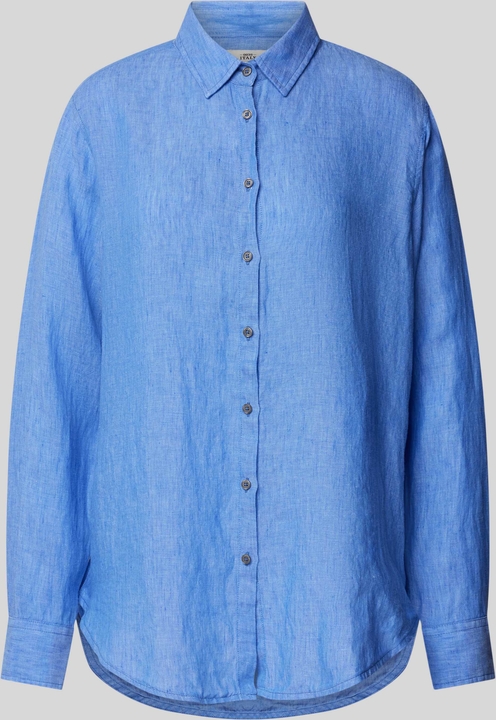 Niebieska bluzka Peek&Cloppenburg w stylu casual z długim rękawem z lnu