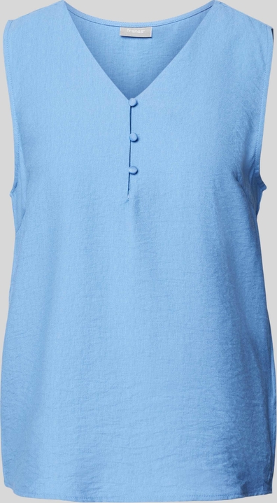 Niebieska bluzka Peek&Cloppenburg z dekoltem w kształcie litery v w stylu casual bez rękawów
