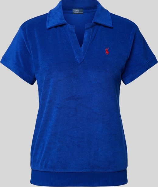 Niebieska bluzka POLO RALPH LAUREN z bawełny z dekoltem w kształcie litery v w stylu casual