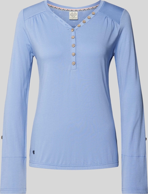 Niebieska bluzka Ragwear z bawełny w stylu casual z długim rękawem