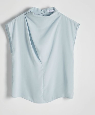 Niebieska bluzka Reserved w stylu casual bez rękawów z tkaniny