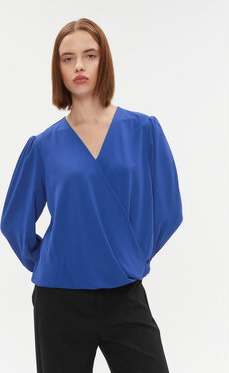 Niebieska bluzka Rinascimento z długim rękawem z dekoltem w kształcie litery v