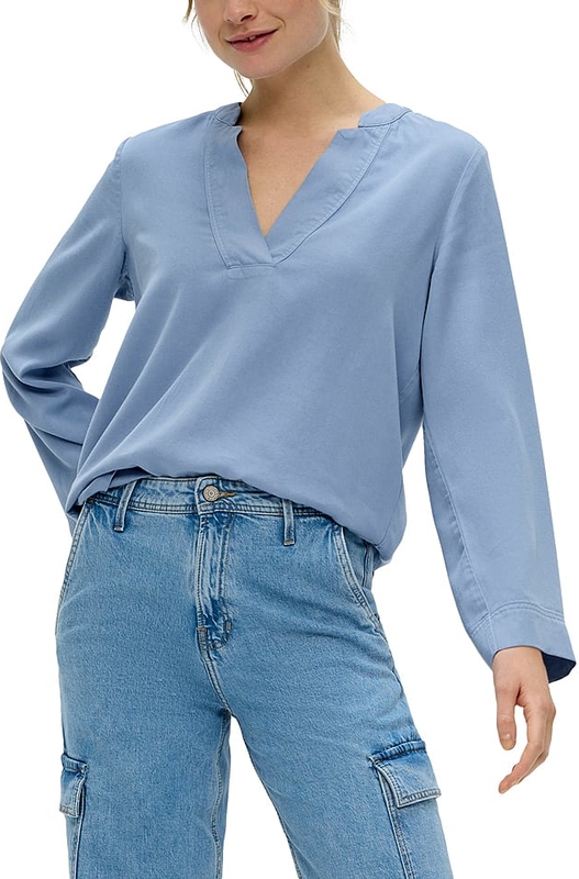 Niebieska bluzka S.Oliver z dekoltem w kształcie litery v w stylu casual