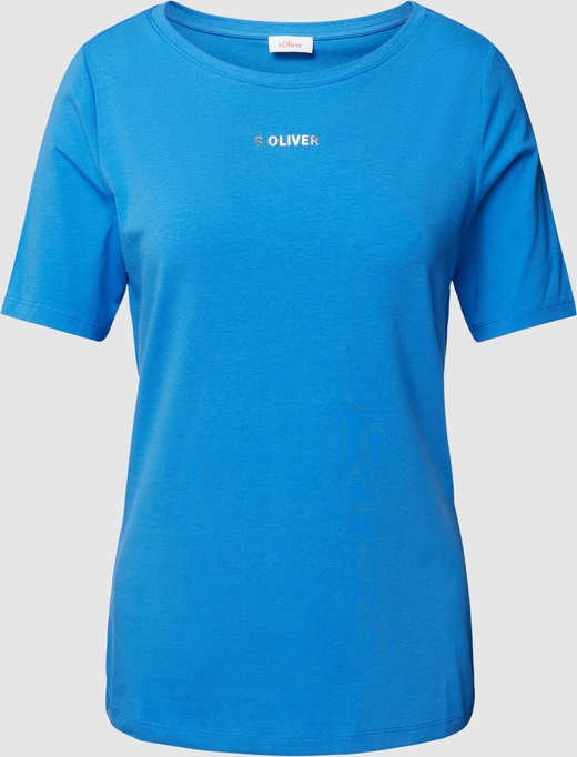 Niebieska bluzka S.Oliver z krótkim rękawem z okrągłym dekoltem