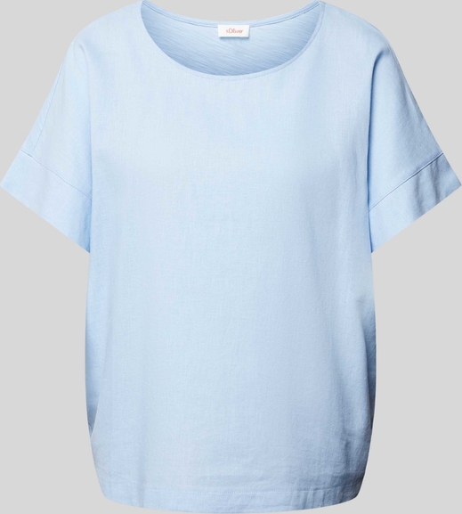 Niebieska bluzka S.Oliver z krótkim rękawem z okrągłym dekoltem z bawełny