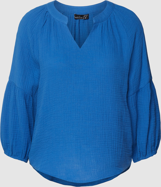 Niebieska bluzka Smashed Lemon z dekoltem w kształcie litery v z bawełny w stylu casual