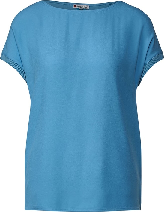 Niebieska bluzka STREET ONE z krótkim rękawem z okrągłym dekoltem