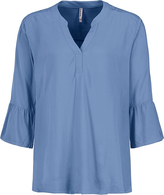 Niebieska bluzka SUBLEVEL z długim rękawem z dekoltem w kształcie litery v