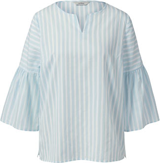 Niebieska bluzka Tchibo z długim rękawem w stylu casual z dekoltem w kształcie litery v