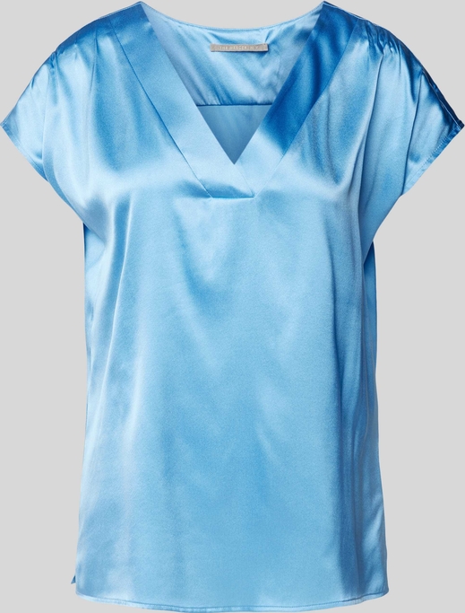Niebieska bluzka The Mercer N.Y. z dekoltem w kształcie litery v z jedwabiu