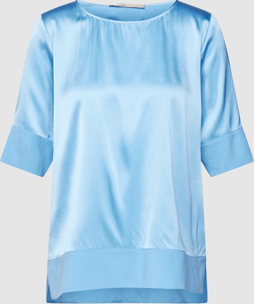 Niebieska bluzka The Mercer N.Y. z jedwabiu w stylu casual z krótkim rękawem